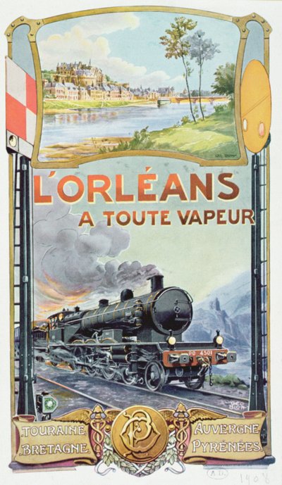 Póster publicitario del servicio ferroviario 